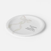 Formele witte boog lint elegante bruiloft papieren bordje (Gekanteld)