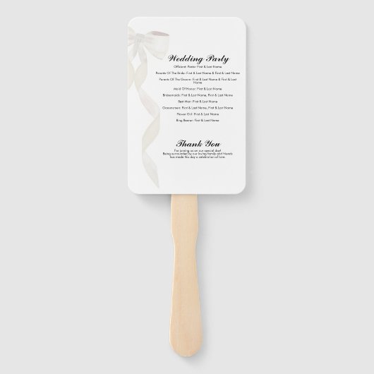 Formele witte boog lint elegante bruiloft programm handwaaier (Achterkant)