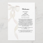 Formele witte boog lint elegante bruiloft route programmakaart (Voorkant)