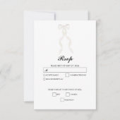 Formele witte boog lint elegante bruiloft RSVP kaartje (Voorkant)