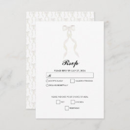 Formele witte boog lint elegante bruiloft RSVP kaartje