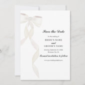 Formele witte boog lint elegante bruiloft save the date (Voorkant)