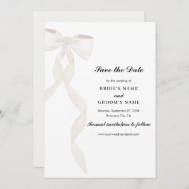Formele witte boog lint elegante bruiloft save the date