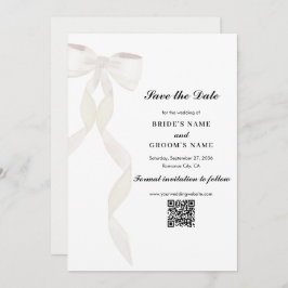 Formele witte boog lint elegante bruiloft save the date