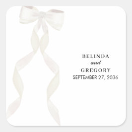 Formele witte boog lint elegante bruiloft vierkante sticker