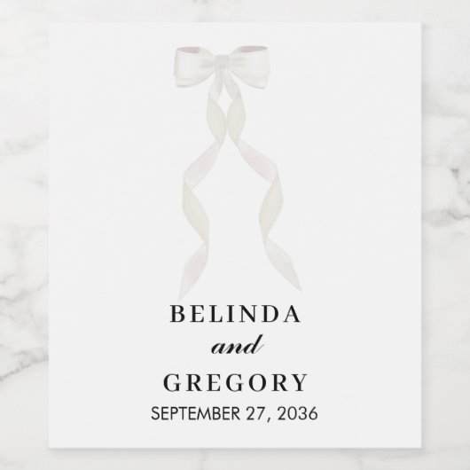 Formele witte boog lint elegante bruiloft wijn etiket (Enkel label)