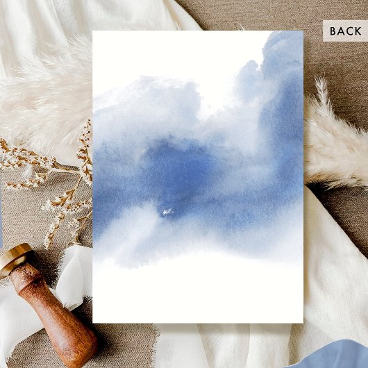 Formele Witte en Blauwe Bloemen Waterverf Bruiloft Kaart