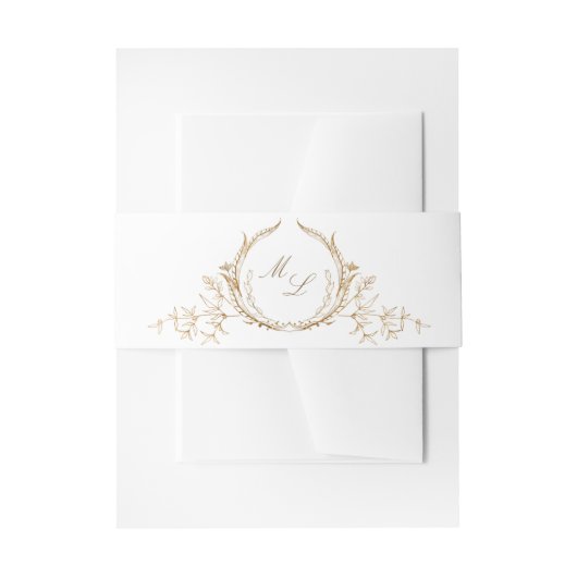 Formele Witte en Gouden Huwelijksmonogram Kalligra Uitnodigingen Wikkel (Voorkant Voorbeeld)