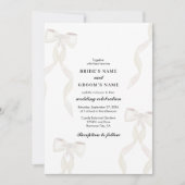 Formele witte lint formele bruiloft kaart (Voorkant)