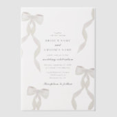 Formele witte lint formele bruiloft vellum uitnodigingen (Voorkant)