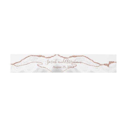 Formele Witte Rose Gouden Agaat Glitter Bruiloft Uitnodigingen Wikkel (Vlak)