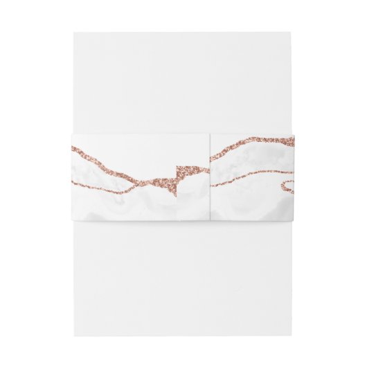 Formele Witte Rose Gouden Agaat Glitter Bruiloft Uitnodigingen Wikkel (Achterkant Voorbeeld)