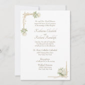 Formele witte rozen bruiloft kerk bruiloft kaart (Voorkant)