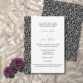 Formele Witte & Zwarte Botanische Grensbruiloft Kaart