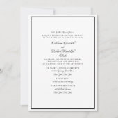Formele witte & zwarte trouw elegante script kaart (Voorkant)