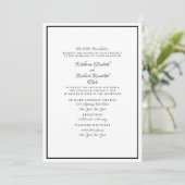 Formele witte & zwarte trouw elegante script kaart (Staand voorkant)