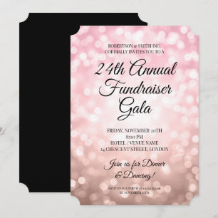 Formele zakelijke fundraiser feest roze gouden lic kaart
