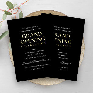 Formele Zakelijke Grand Opening Zwart Folie Uitnodiging
