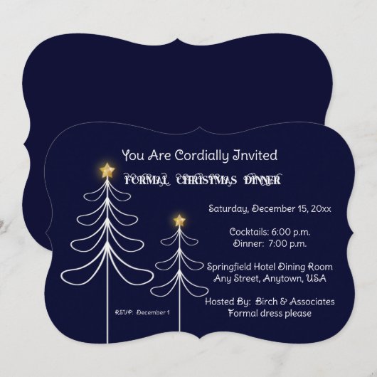 Formele zakelijke kerstfeest uitnodiging (Voorkant / Achterkant)