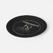 Formele zilver, zwart en goud 18e verjaardag papieren bordje (Gekanteld)