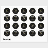 Formele Zilver, Zwart & Goud 18e Verjaardagsfeestj Ronde Sticker (Vel)