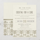 Formele Zilveren Damast Cocktail Seminar Event Kaart (Voorkant / Achterkant)