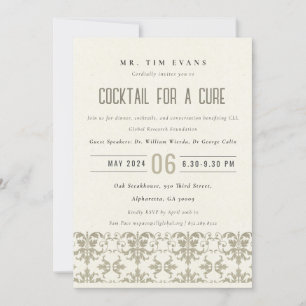 Formele zilveren damast cocktail seminar gebeurten kaart