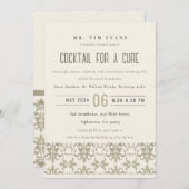 Formele zilveren damast cocktail seminarie gebeurt kaart (Voorkant / Achterkant)