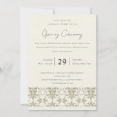 FORMELE ZILVEREN DAMAST GROOTSE OPENINGS CEREMONIE KAART (Voorkant)