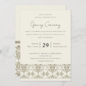 FORMELE ZILVEREN DAMAST GROTE OPENINGSCEREMONIE KAART (Voorkant / Achterkant)