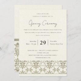 FORMELE ZILVEREN DAMAST GROTE OPENINGSCEREMONIE KAART