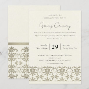 FORMELE ZILVEREN DAMAST GROTE OPENINGSCEREMONIE KAART