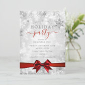 Formele Zilveren Lint Corporate Holiday Party Rood Kaart (Staand voorkant)