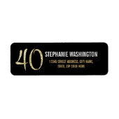 Formele Zilveren Zwart en Goud 40e Verjaardagsfees Etiket (Voorkant)