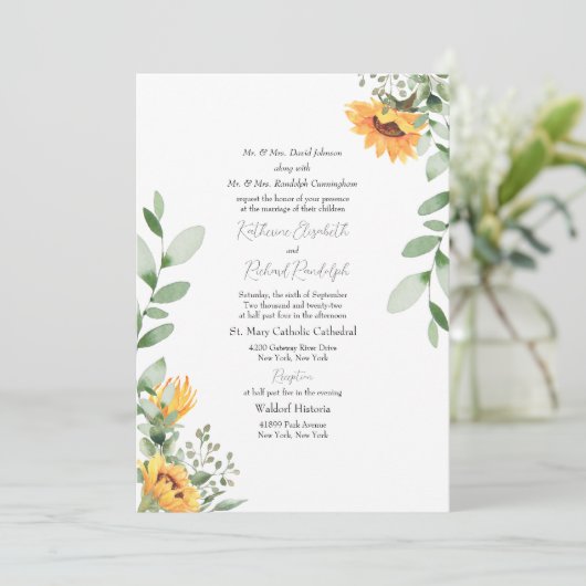 Formele Zonnebloem Bieden beide op de lijst geplaa Kaart (Staand voorkant)