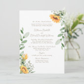 Formele Zonnebloem Bruiloft Bruid Ouders Gouden Te Kaart (Staand voorkant)