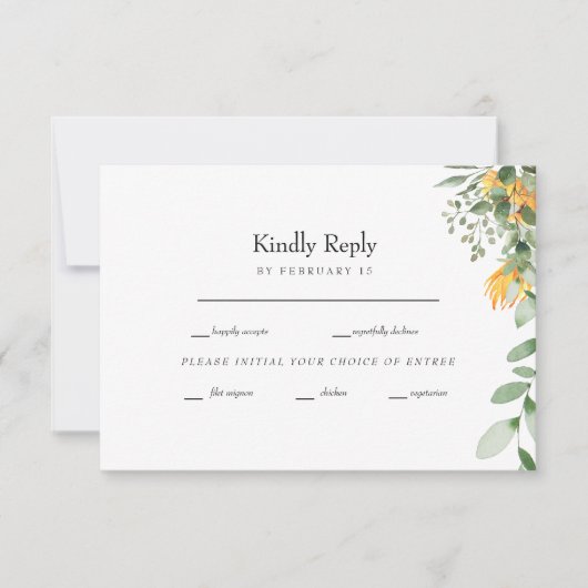 Formele Zonnebloem Bruiloft RSVP Kaartje (Voorkant)