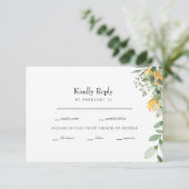 Formele Zonnebloem Bruiloft RSVP Kaartje (Staand voorkant)
