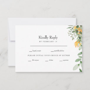 Formele Zonnebloem Weddenschap RSVP Kaartje