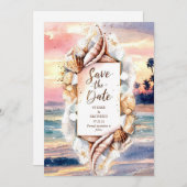 Formele Zonszon Strand Bruiloft Save The Date (Voorkant / Achterkant)