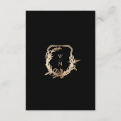 Formele Zwart & Crème Monogram Gouden Krans Detail Informatiekaartje (Achterkant)