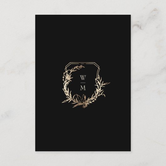 Formele Zwart & Crème Monogram Gouden Krans Detail Informatiekaartje (Achterkant)