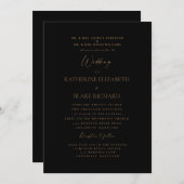 Formele Zwart Gouden Tekst Beide Ouders Bruiloft Kaart (Voorkant / Achterkant)