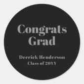 Formele Zwart Grijs Congrats Afstudeerder Ronde St Ronde Sticker (Voorkant)