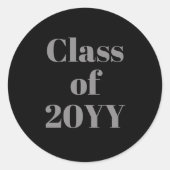 Formele Zwart Grijs Custom Class van 20YY Afstuder Ronde Sticker (Voorkant)