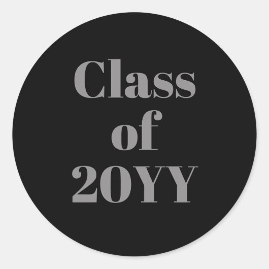 Formele Zwart Grijs Custom Class van 20YY Afstuder Ronde Sticker (Voorkant)