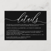 Formele Zwart Moderne Bruiloft Accommodatie Detail Informatiekaartje (Voorkant)