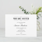 Formele zwart-wit afstudeerfeest kaart (Staand voorkant)