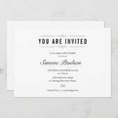 Formele zwart-wit afstudeerfeest kaart (Voorkant / Achterkant)