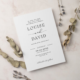 Formele zwart-wit bruiloft kaart